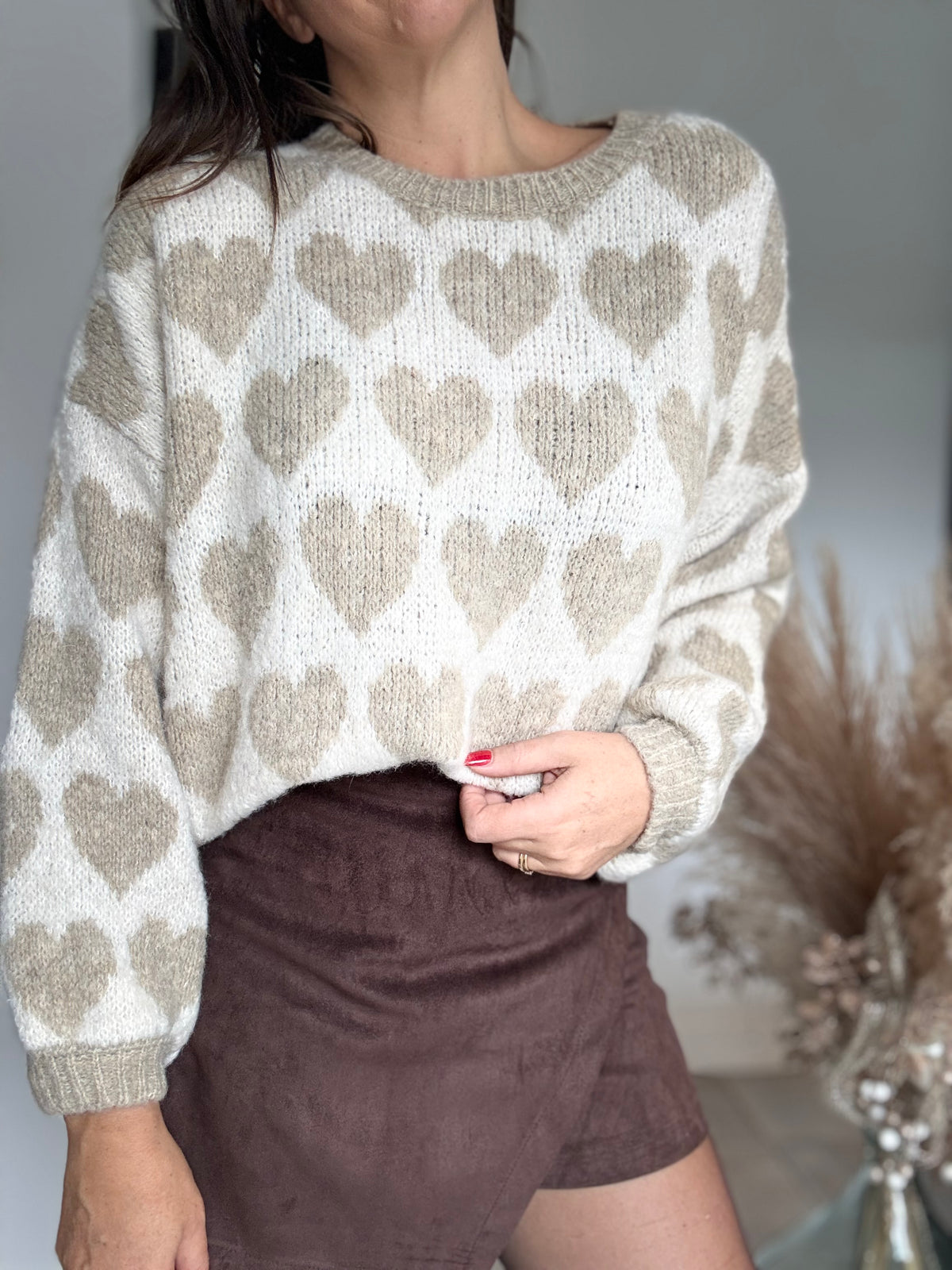 Pull beige coeur LOVELY
