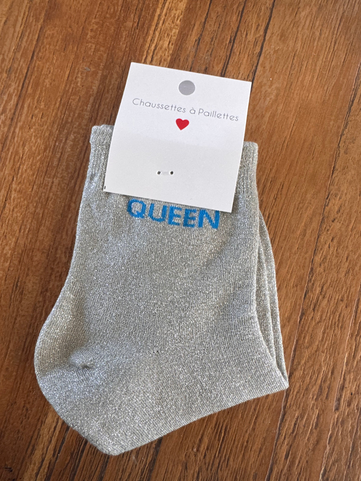 Chaussettes paillettes gris QUEEN
