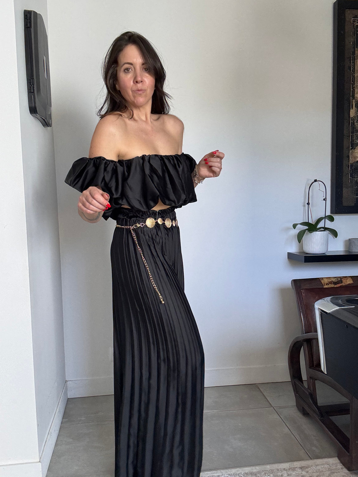 Ensemble noir satiné KIARA