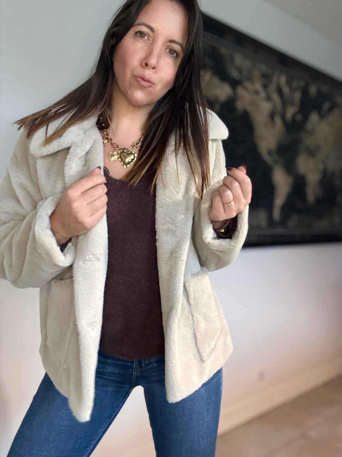 veste moumoute beige ESKA