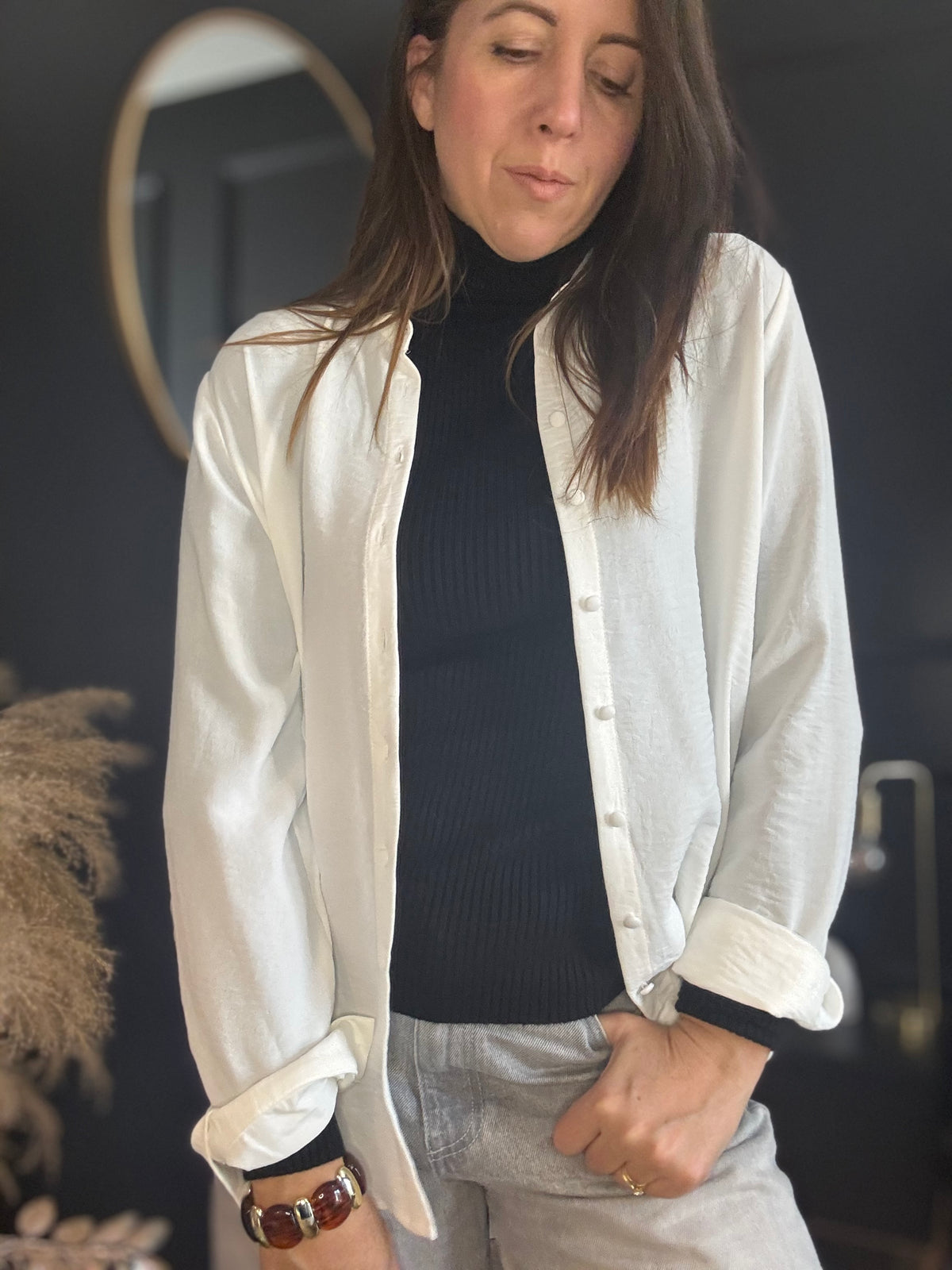 Pull fin col roulé noir SPIRIT