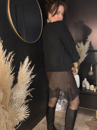 Jupe courte dentelle chocolat NATHACHA