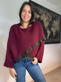 pull croisé dentelle bordeaux MARINA