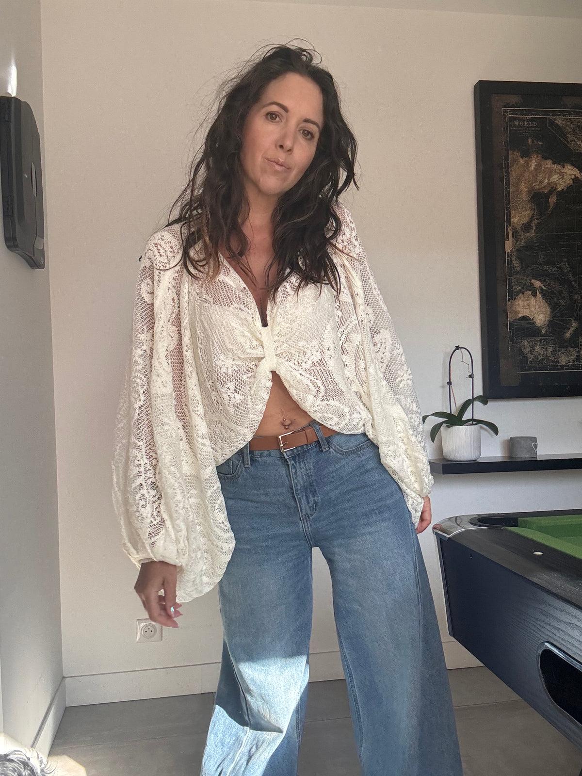 Pull dentelle NOÉ blanc