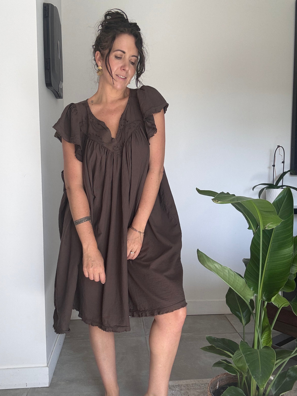 Robe courte chocolat NOMADE