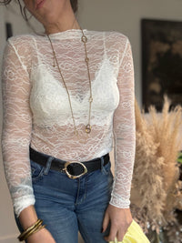 Haut manche longue blanc dentelle ROMANE