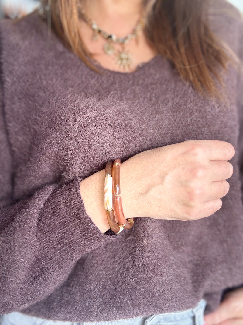 Bracelet terracota mixte élastique fin Kecy