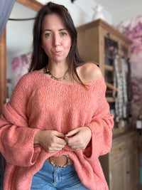 Duo pull et écharpe saumon MILLO