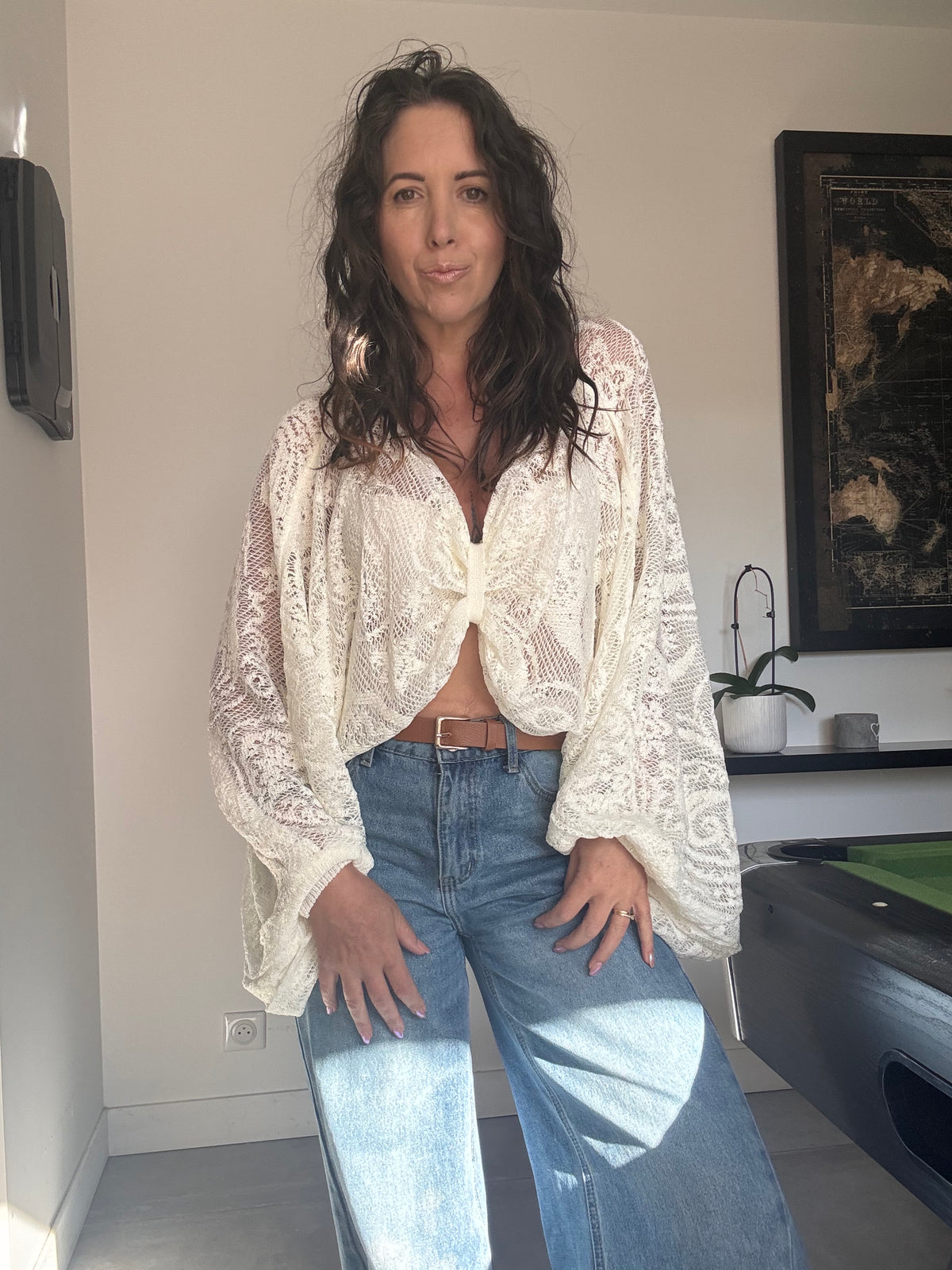 Pull dentelle NOÉ blanc