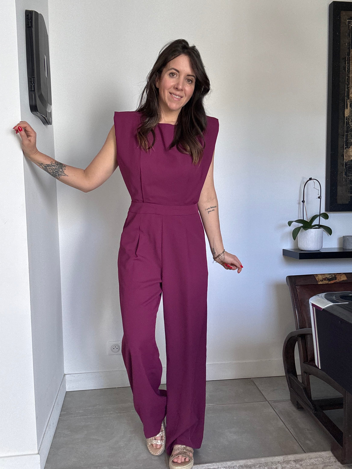 Combinaison pantalon prune LAURIE