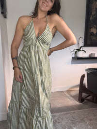 Robe rayures blanches et kakis VITA