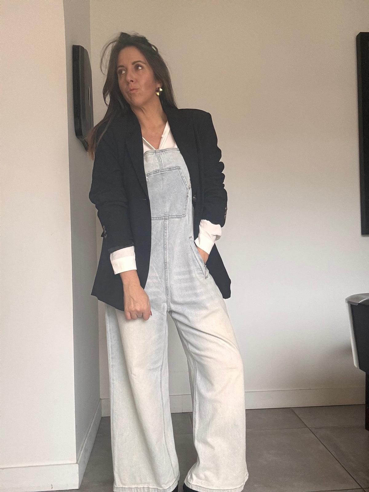 Salopette jean bleu clair BRENDA
