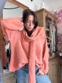 Duo pull et écharpe saumon MILLO