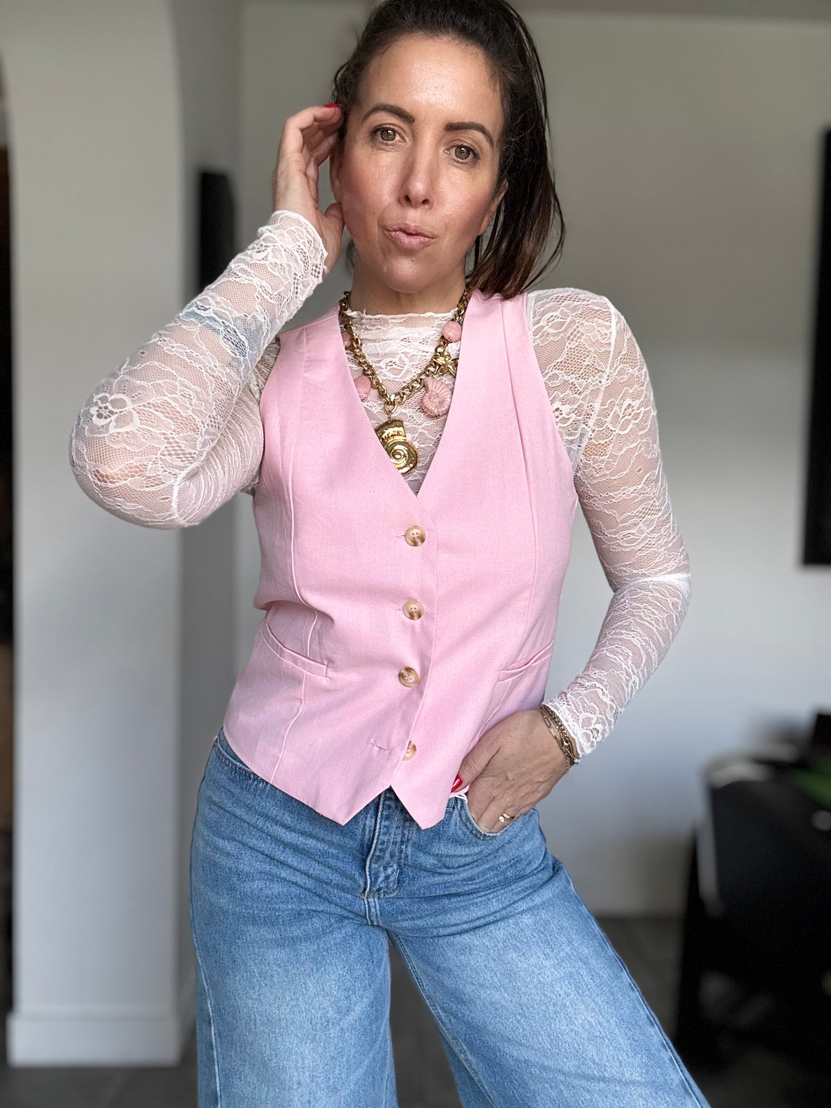 Gilet smoking rose JAMES