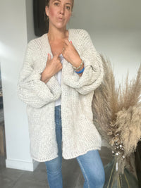 Gilet beige mi long tout doux NINA