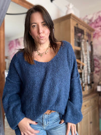 Duo pull et écharpe bleu canard MILLO