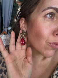 Boucle d'oreille PLAM Bordeaux  en acier inoxydable