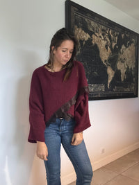 pull croisé dentelle bordeaux MARINA