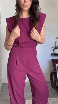 Combinaison pantalon prune LAURIE