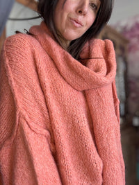 Duo pull et écharpe saumon MILLO