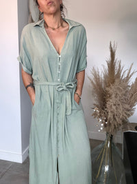 Robe CAPRIS lin kaki clair