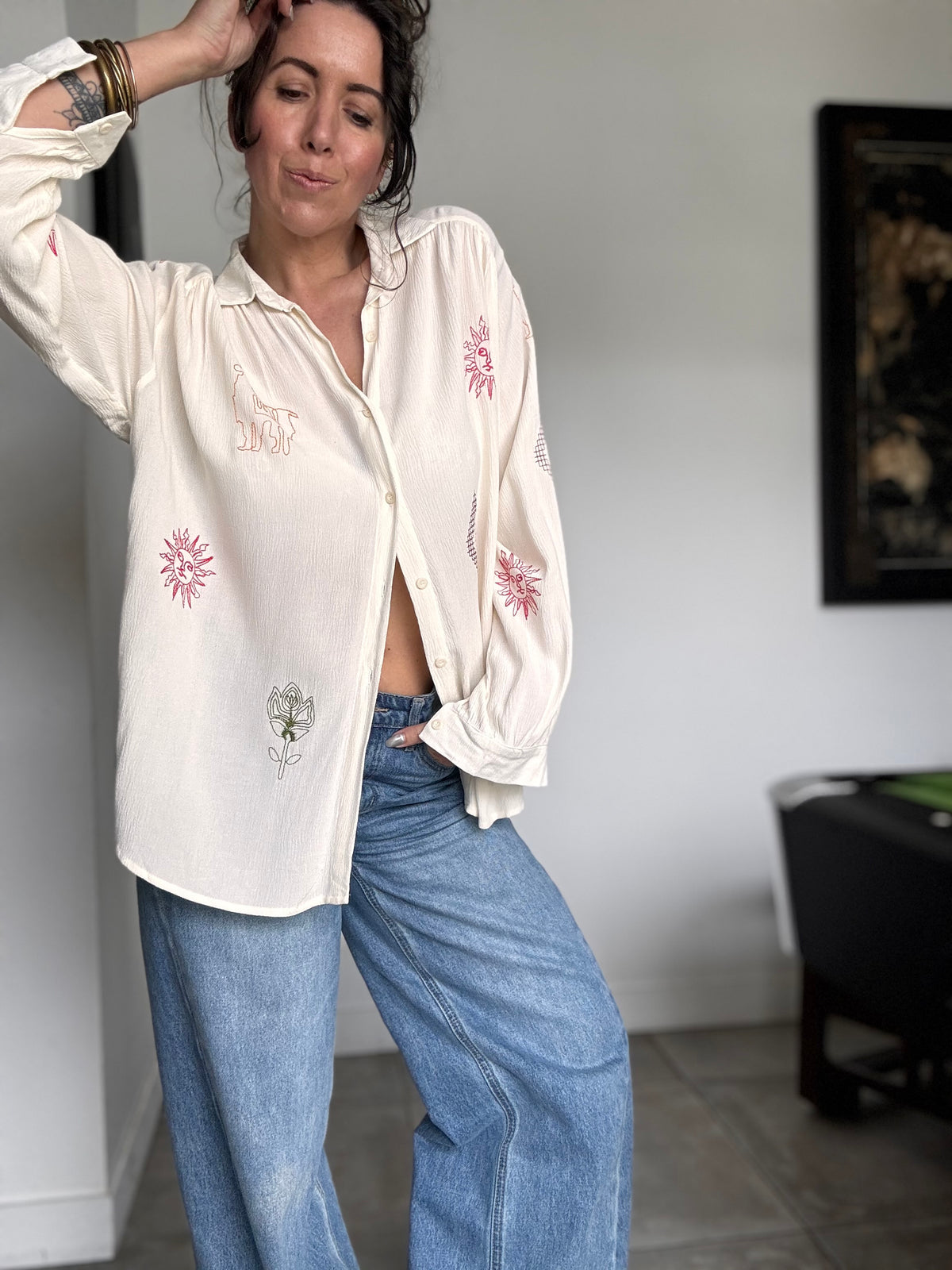 Chemise écru brodée CHILI