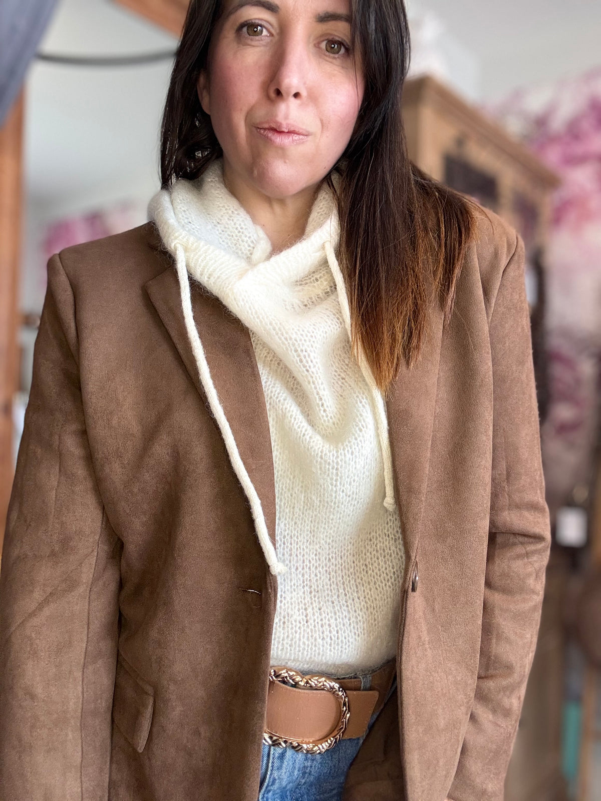 Pull à capuche blanc WENDY