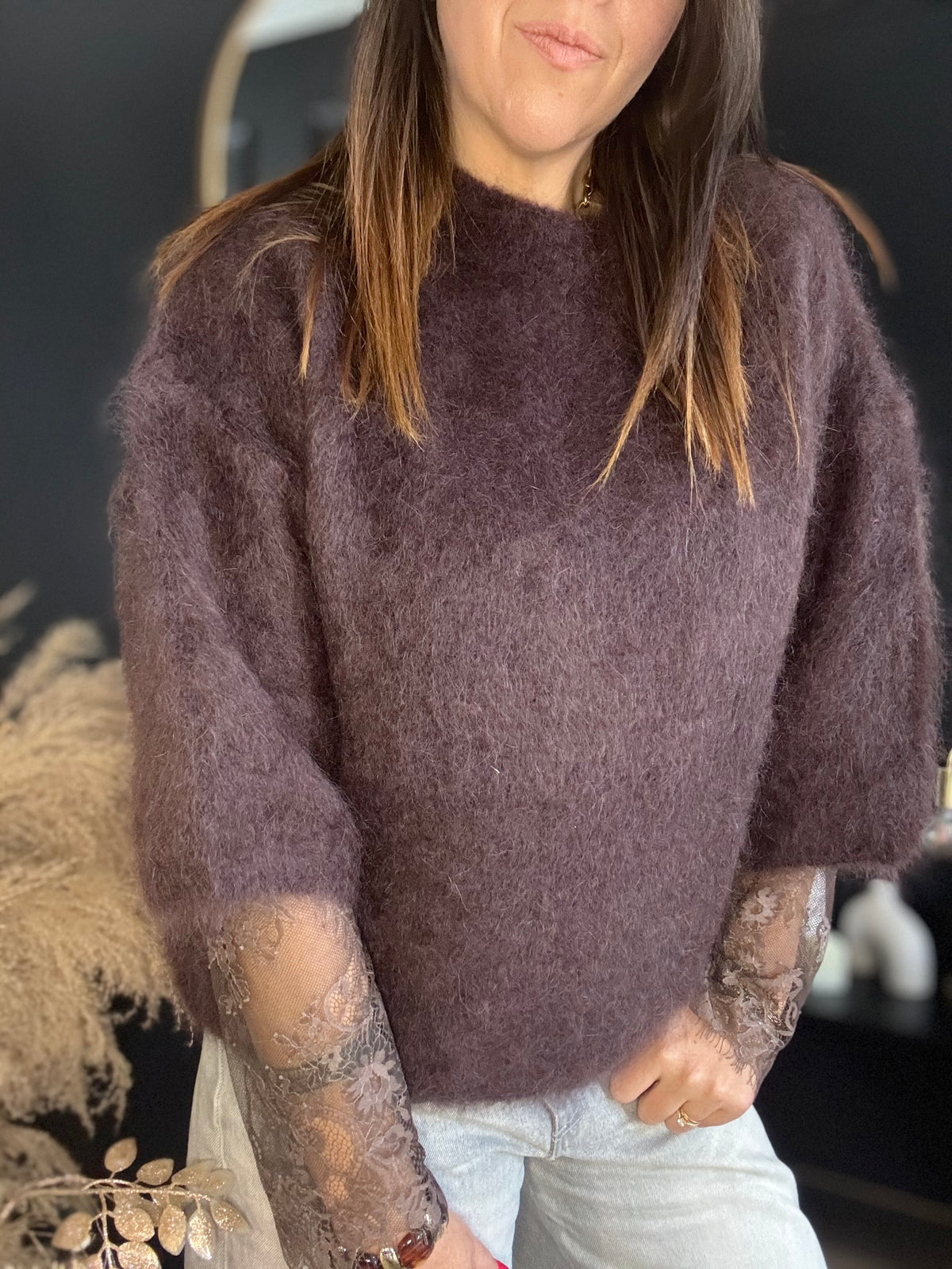 Pull manches courtes chocolat