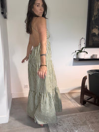 Robe rayures blanches et kakis VITA