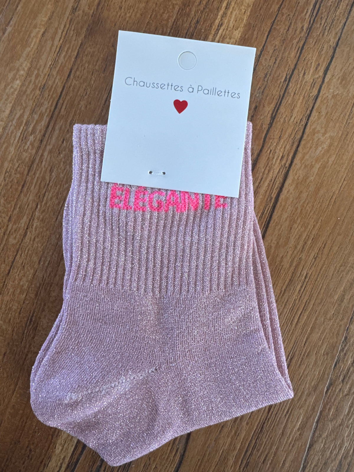 Chaussettes paillettes rose ELEGANTE