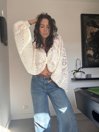 Pull dentelle NOÉ blanc
