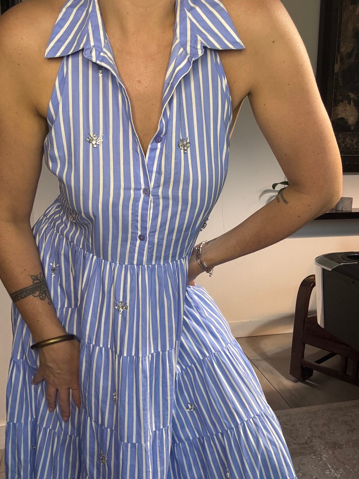 Robe rayures blanches et bleues DOLCE
