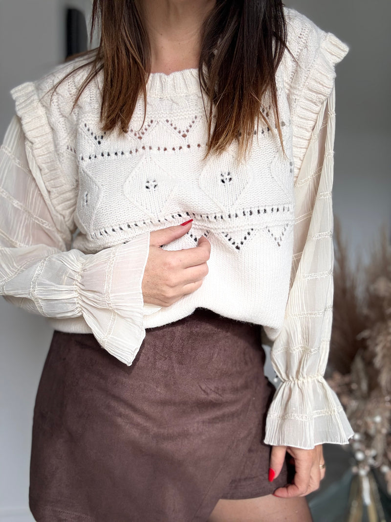 Pull écru BOHO