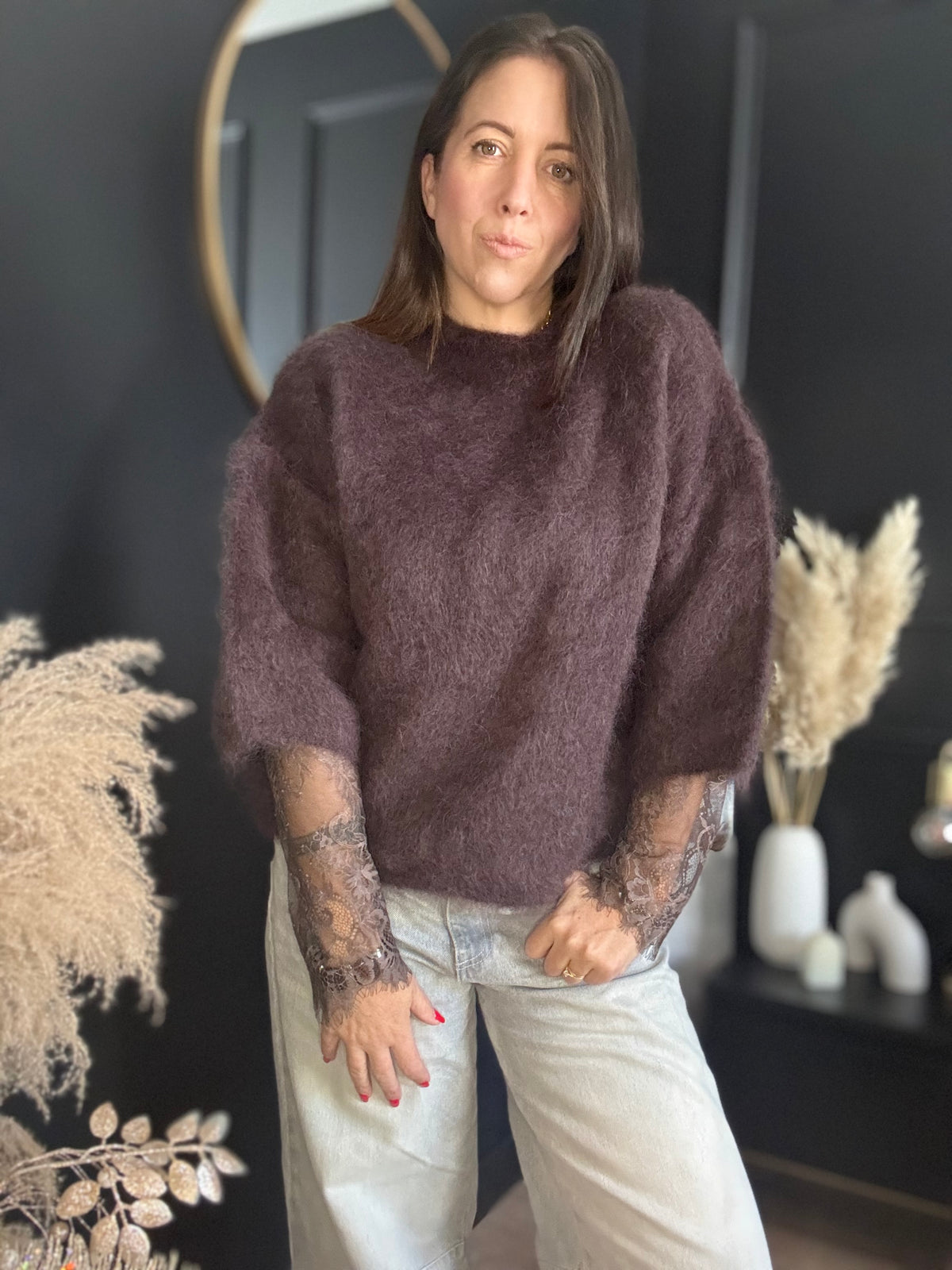 Pull manches courtes chocolat