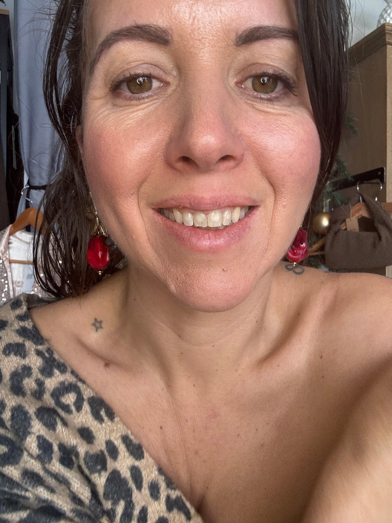 Boucle d'oreille PLAM Bordeaux  en acier inoxydable