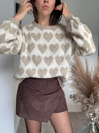 Pull beige coeur LOVELY