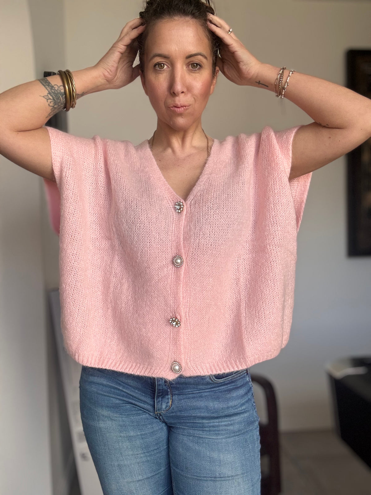 Gilet sans manches rose pale JANE