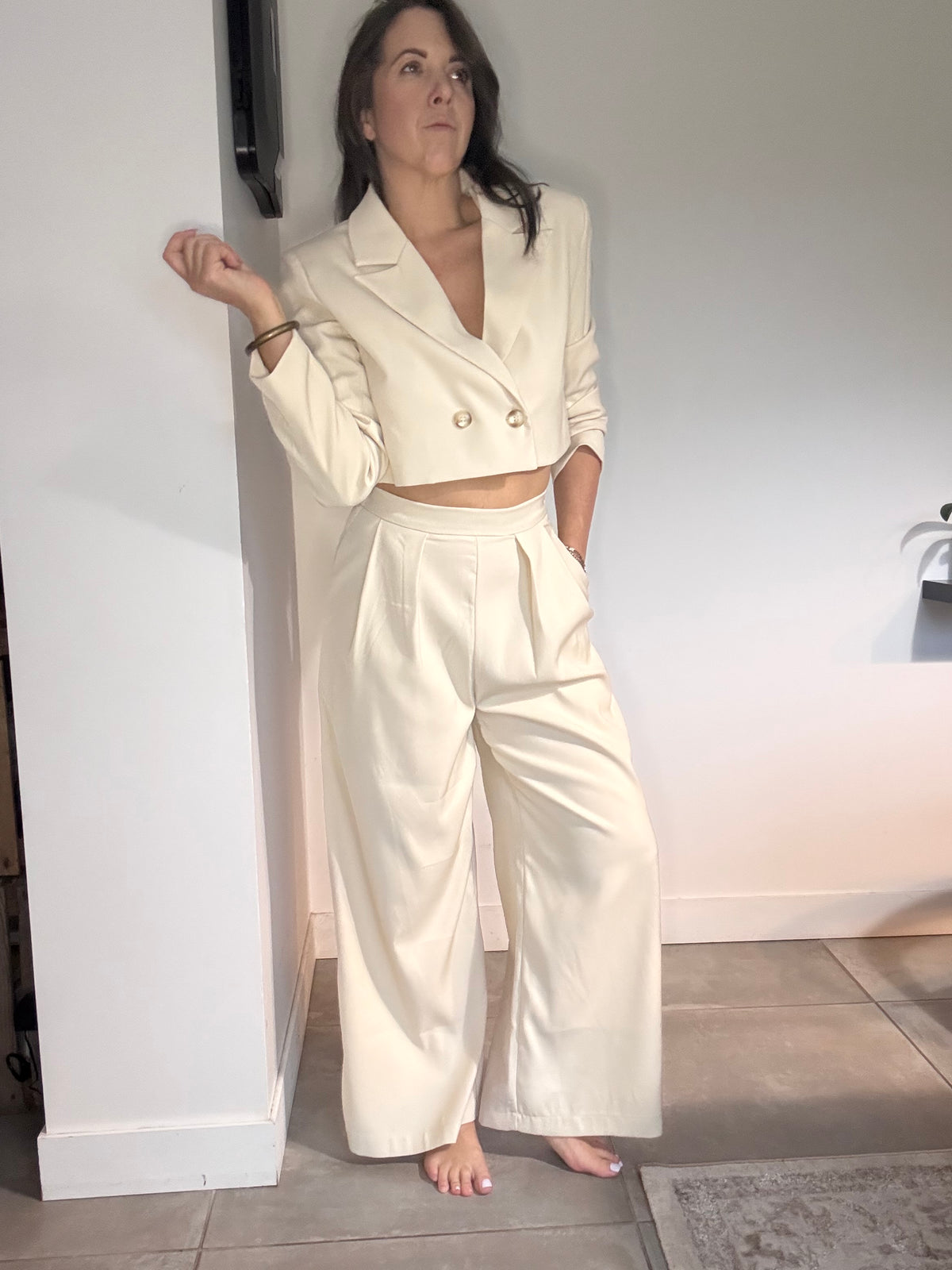 Veste blazer courte beige SERENA