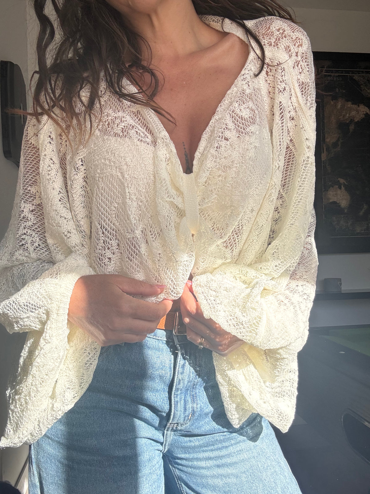 Pull dentelle NOÉ blanc