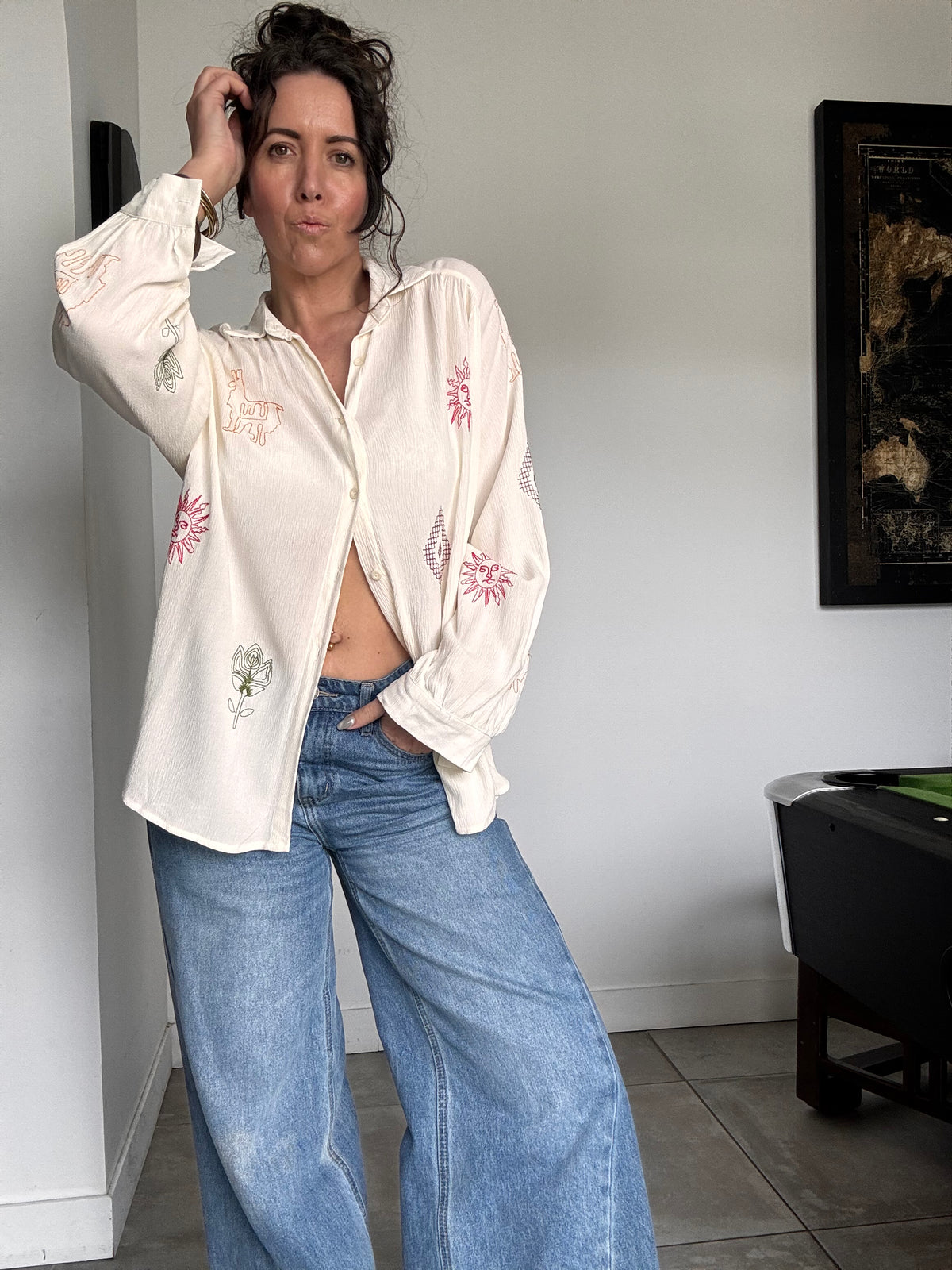 Chemise écru brodée CHILI