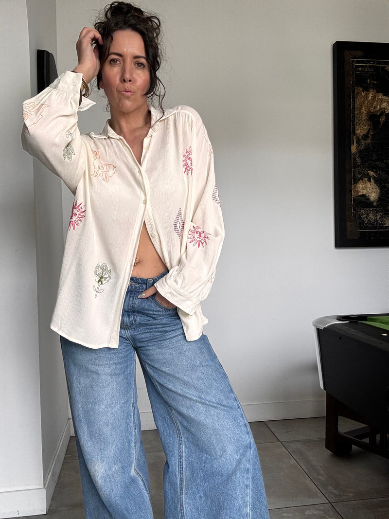 Chemise écru brodée CHILI