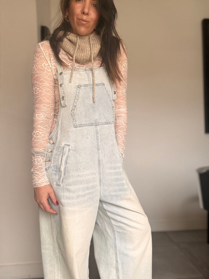 Salopette jean bleu clair BRENDA