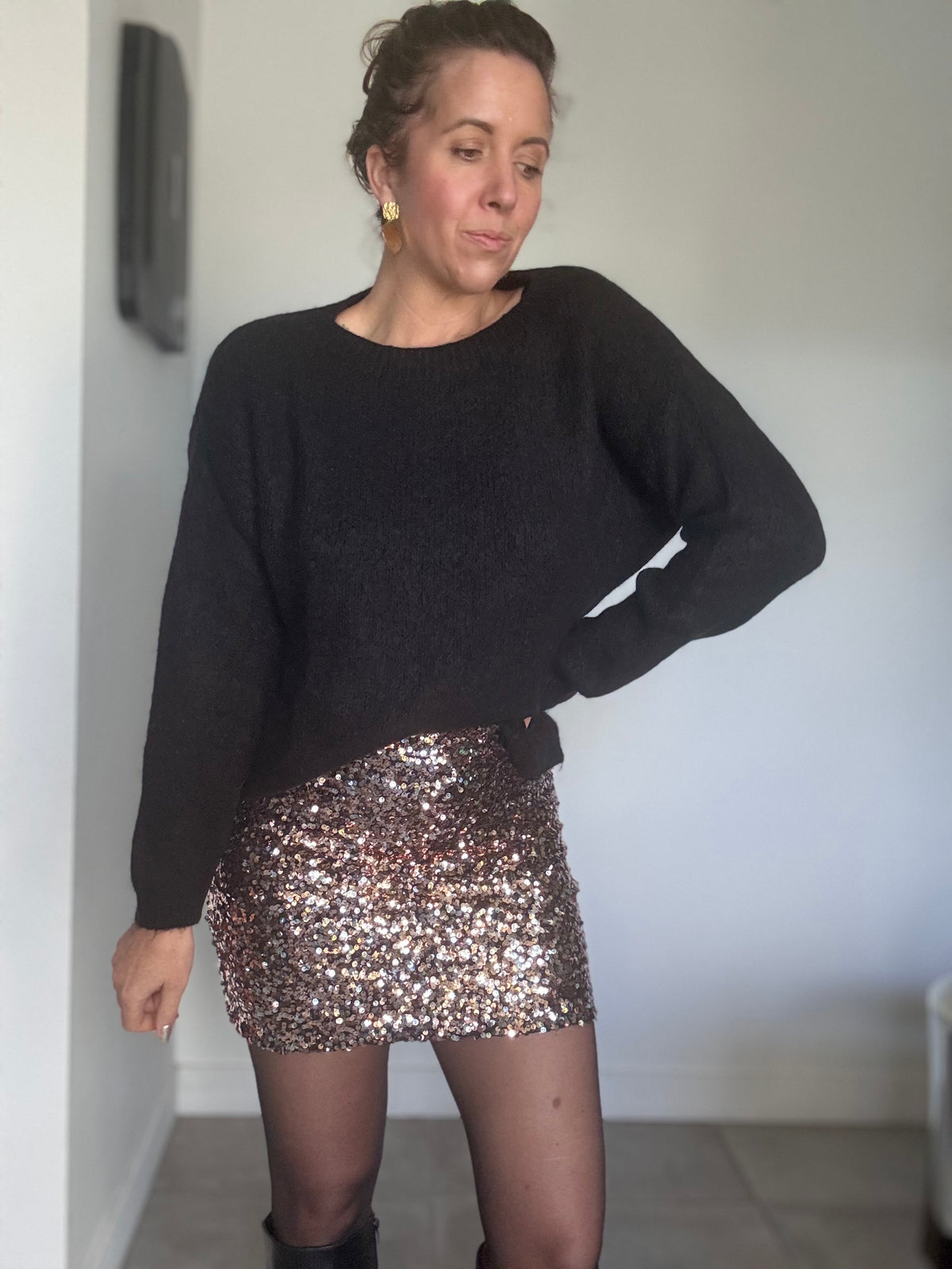 Jupe sequin  PEYTON chocolat