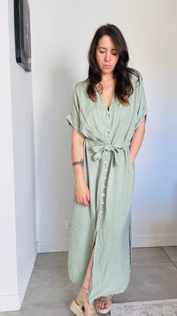 Robe CAPRIS lin kaki clair