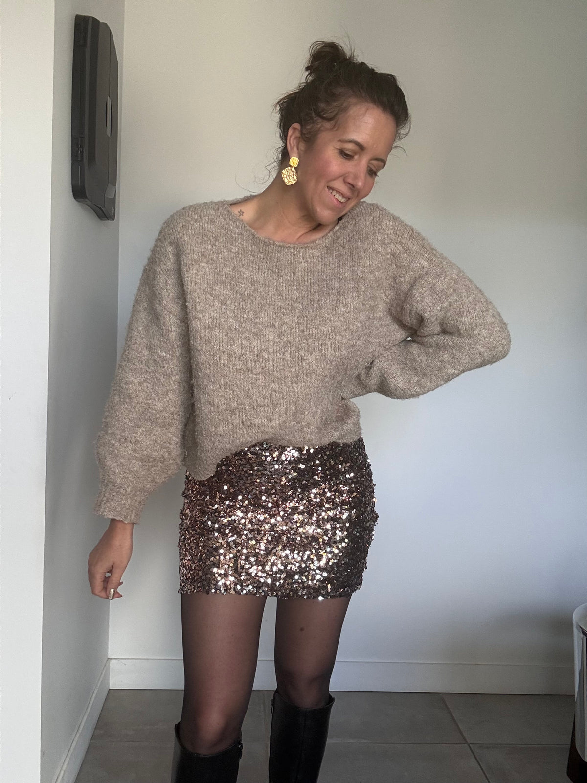 Jupe sequin  PEYTON chocolat