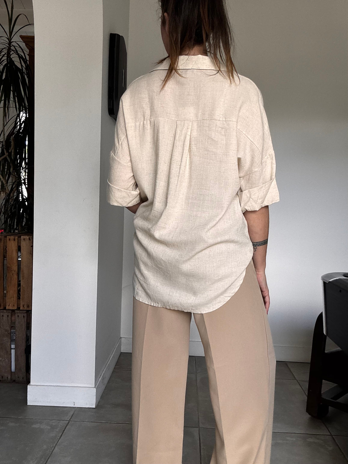 Chemise, lin beige INDIA