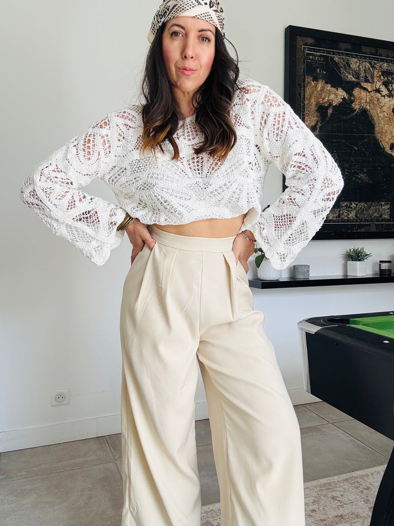 Top crochet blanc LILYA