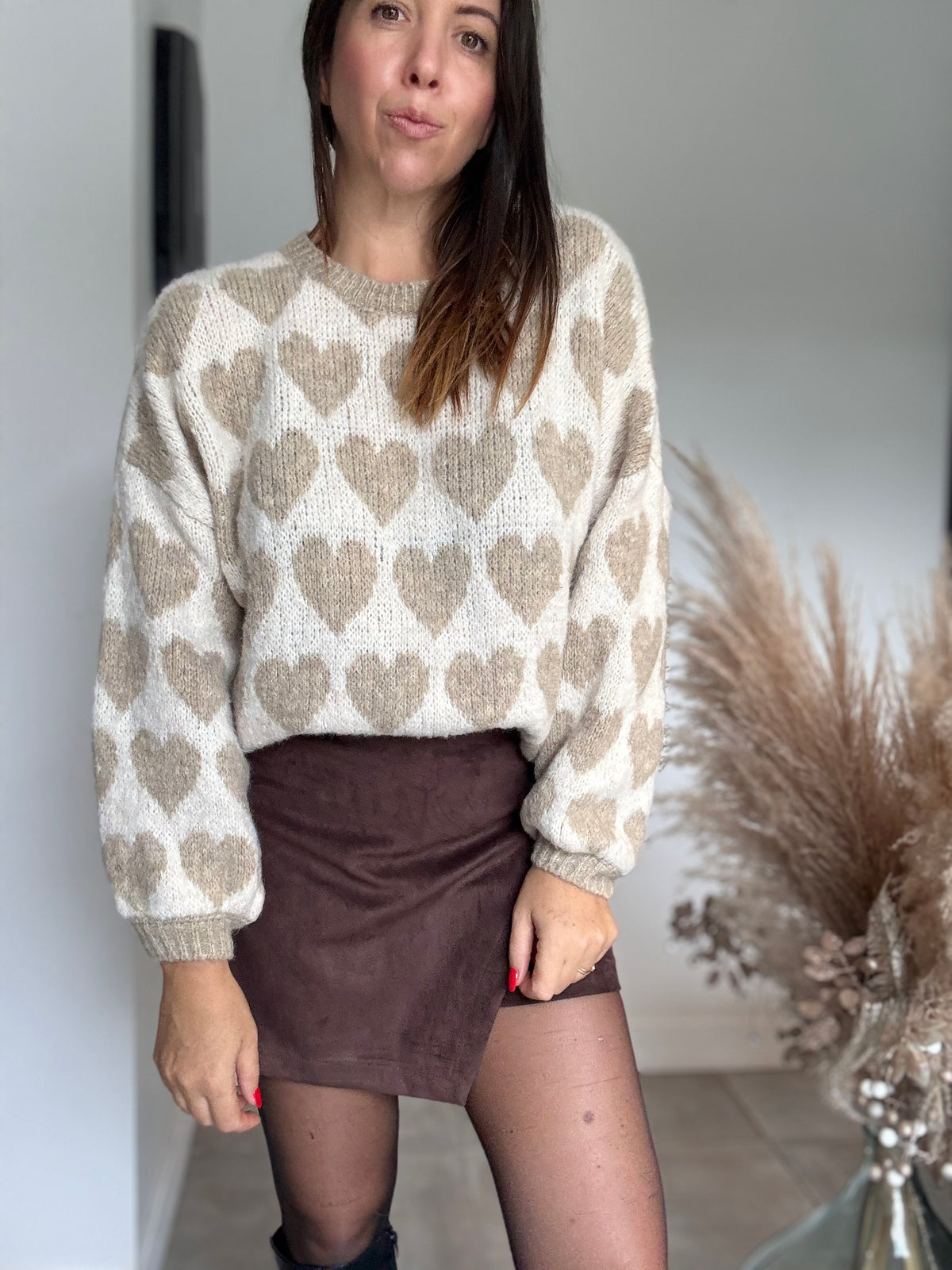 Pull beige coeur LOVELY