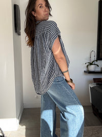 Blouse vichy bleu marine ENZO