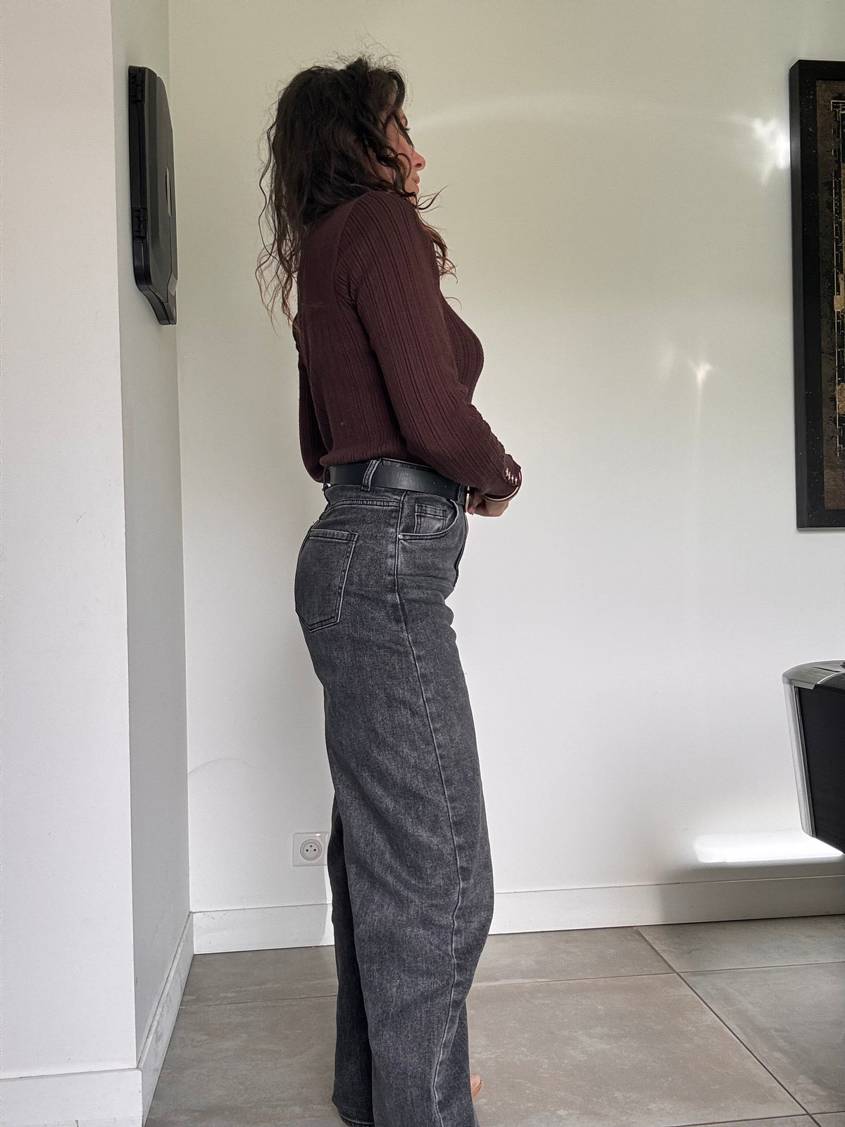Jean gris anthracite coupe ballon NINA